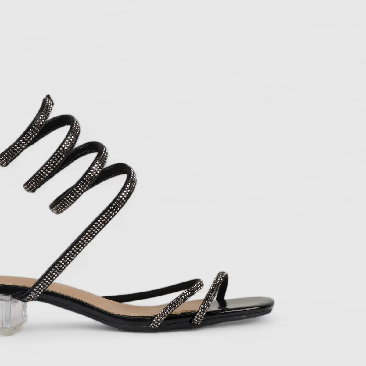 Bulbul Perspex Heel Bling Sandal Pewter LU003
