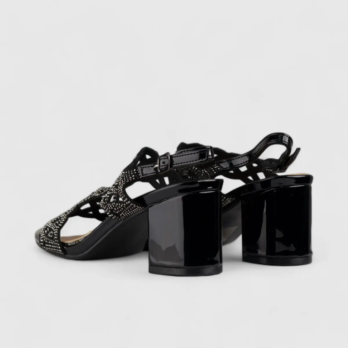 Bulbul Evening Block Heel Sandal Black LU008