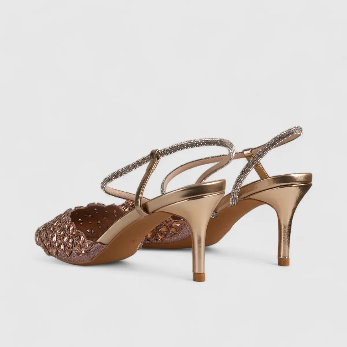 Bulbul Evening Slingback Short Heel Beige LI003