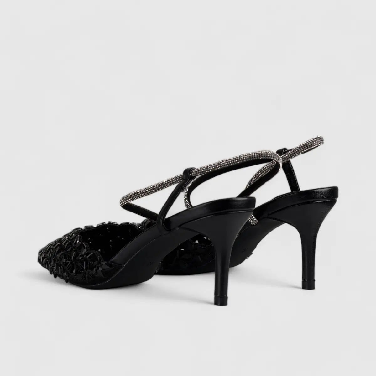 Bulbul Evening Slinback Short Heel Black LI003
