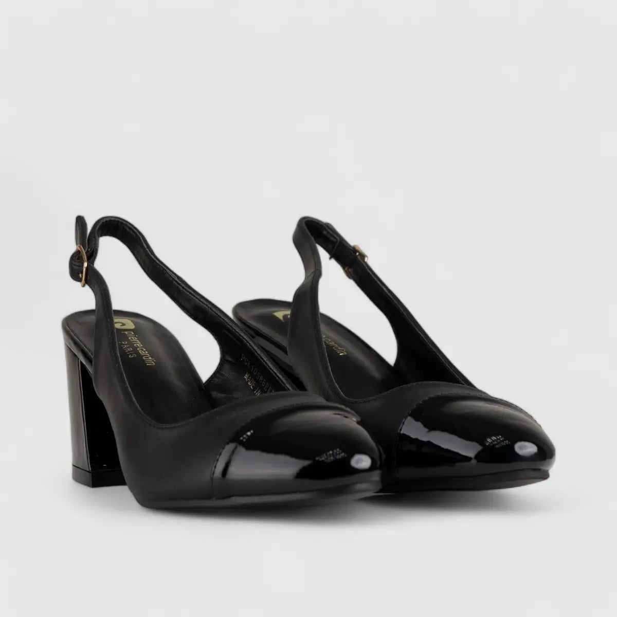 PC Slingback Block Heel Court Shoe Black 10588