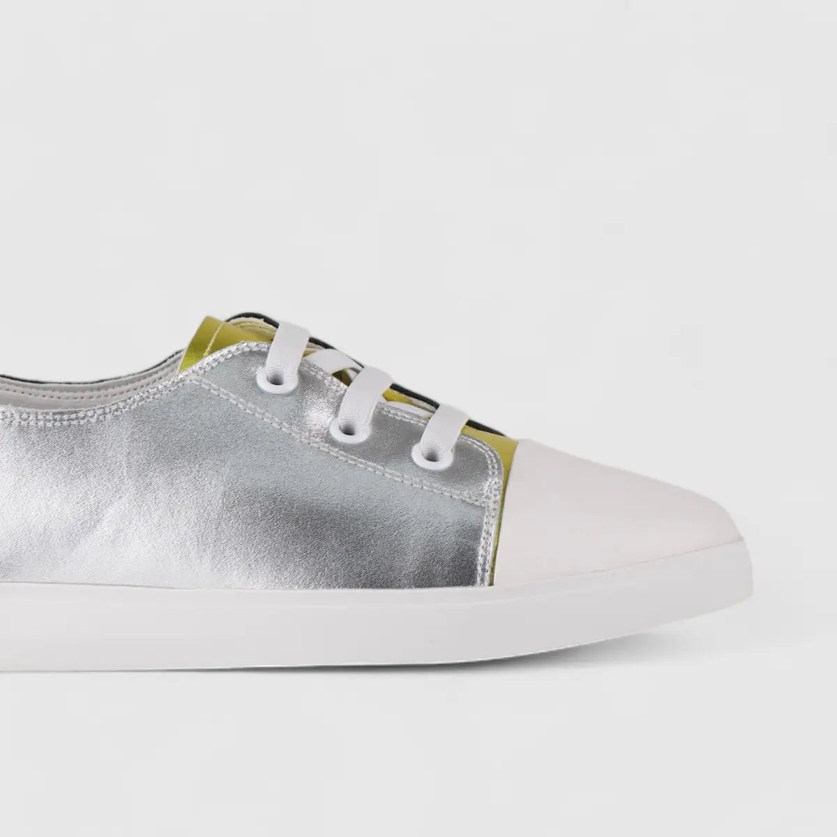 Morbido Ladies Leather Statement Sneakers Silver 1719-6