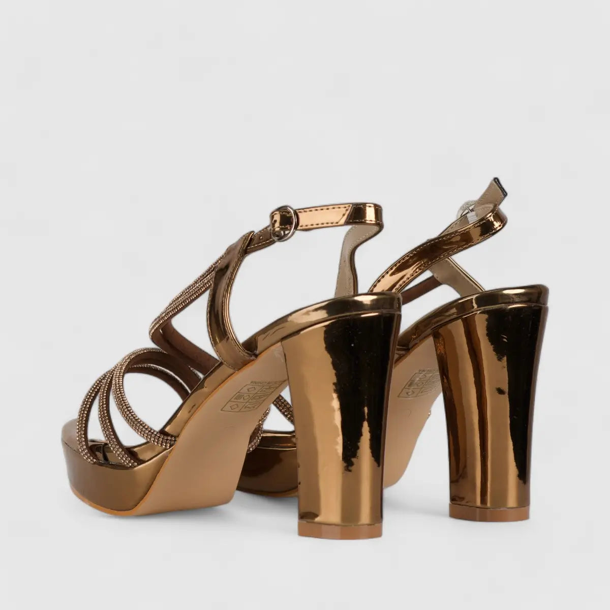 Bulbul Dress Evening Block Heel Sandals Bronze HAR005