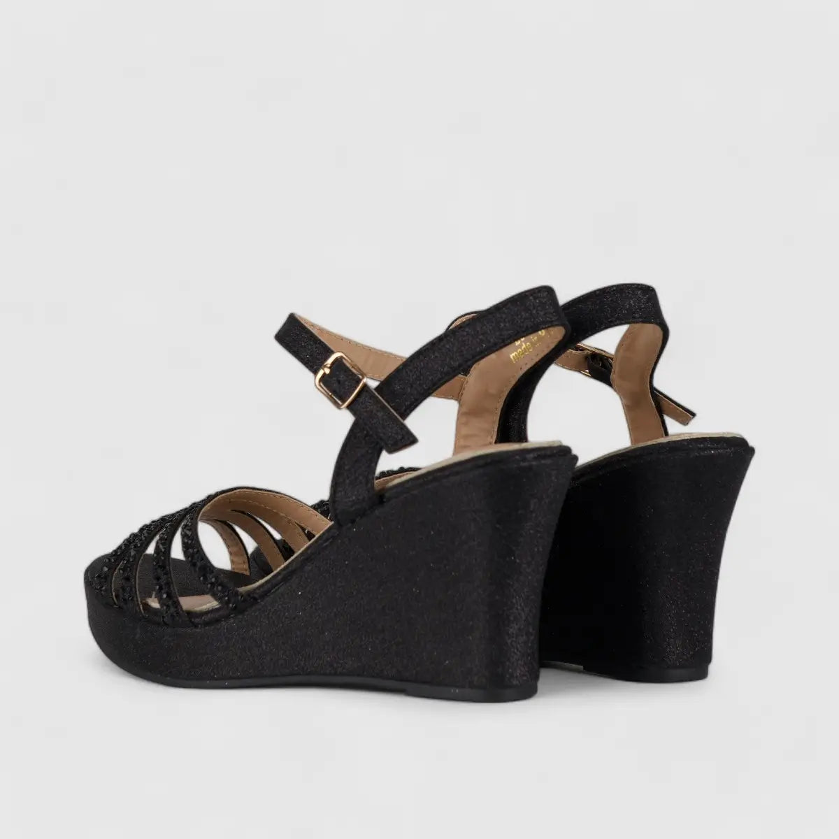 Bulbul Wedge Evening Sandal Black LU006