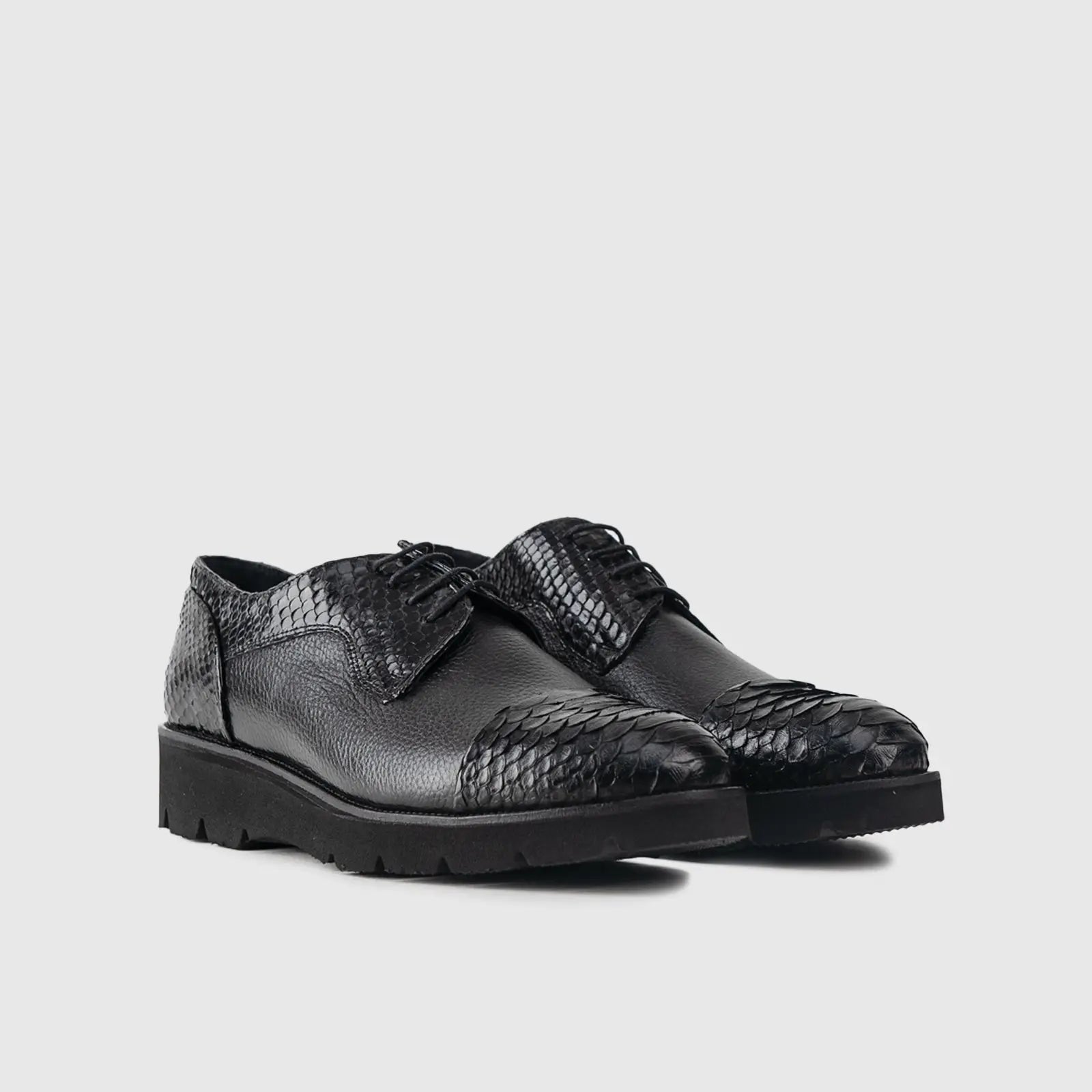 Chunky Sole Dress Oxfords 66292 Black Snake