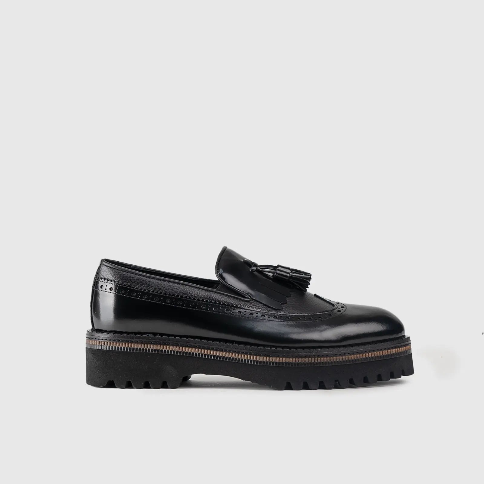 Chunky Sole Dress Loafers 66730 Black