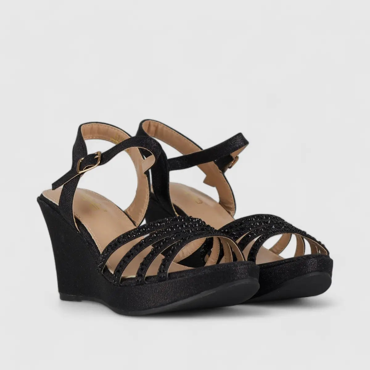 Bulbul Wedge Evening Sandal Black LU006