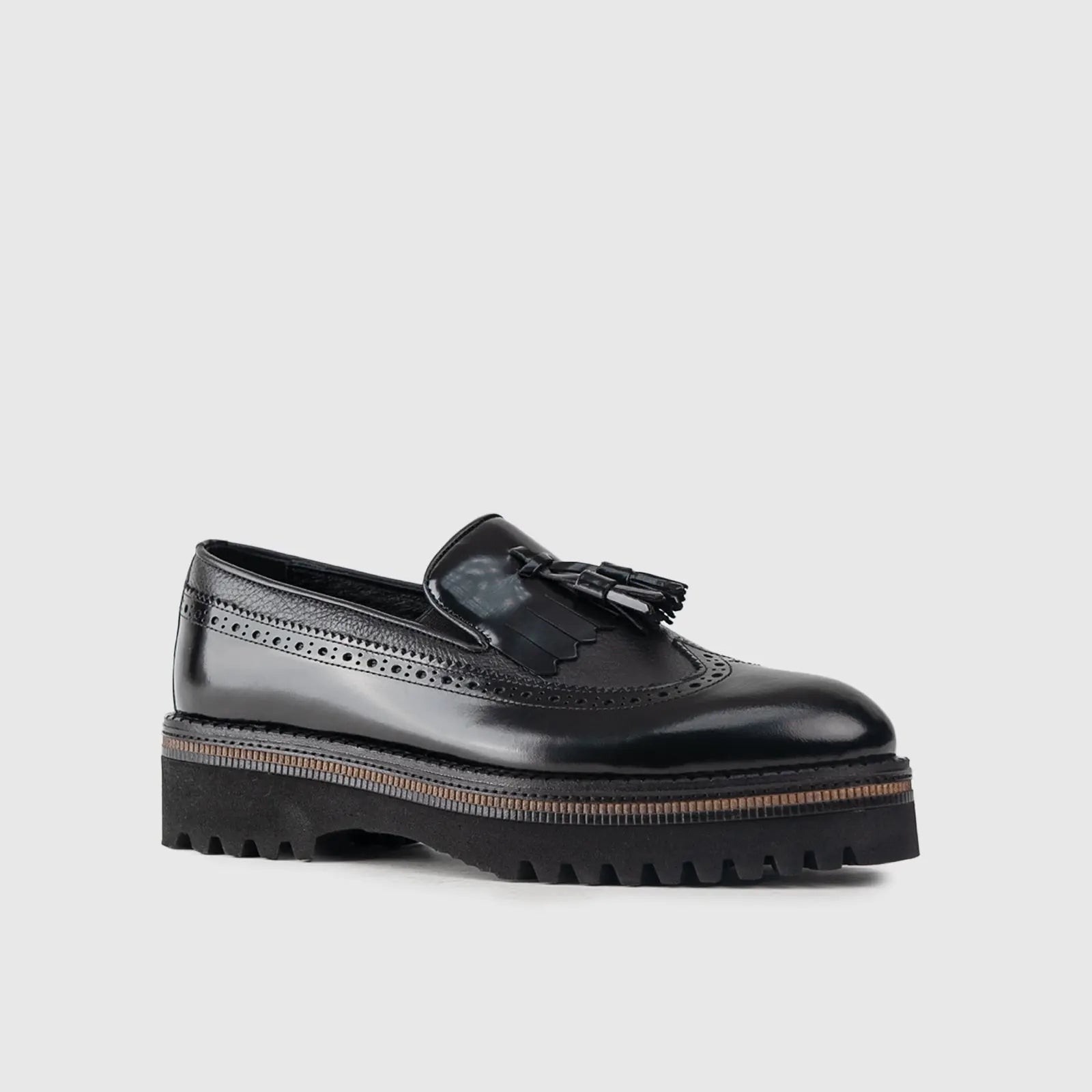 Chunky Sole Dress Loafers 66730 Black