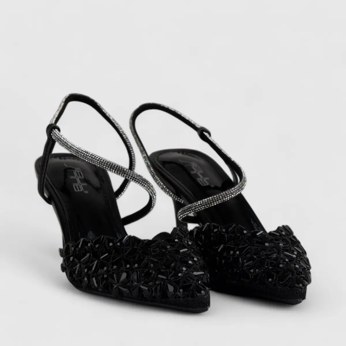 Bulbul Evening Slinback Short Heel Black LI003