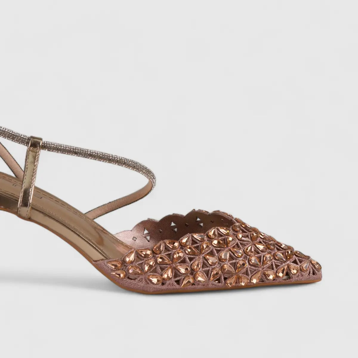 Bulbul Evening Slingback Short Heel Beige LI003