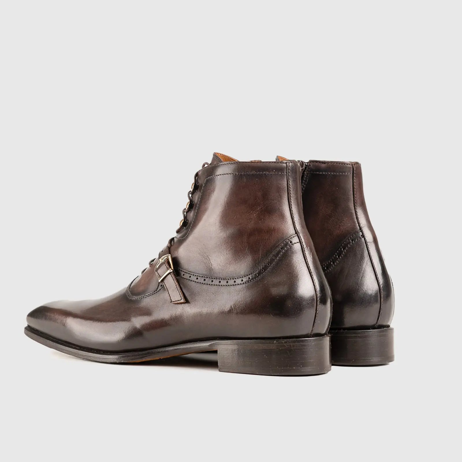 Dress Lace Up Buckle Boot Brown 3045