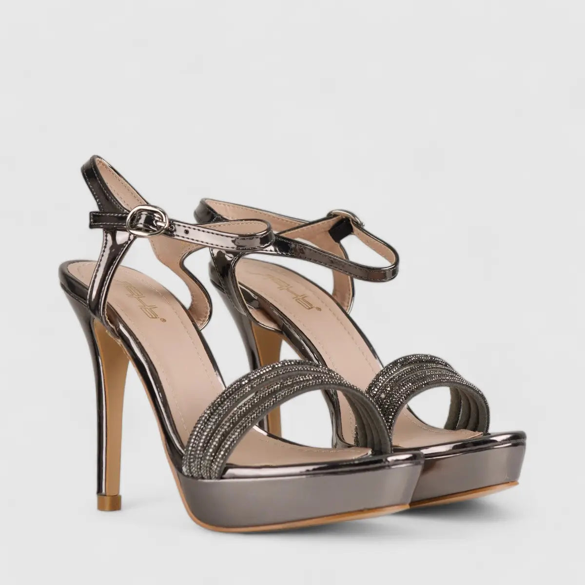 Bulbul Dress Evening High Heel Sandals Pewter HAR004