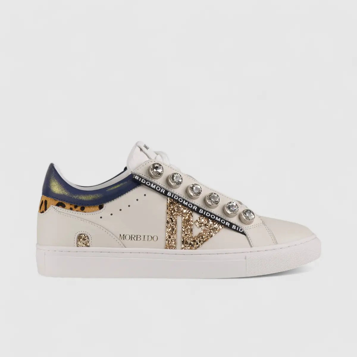 Morbido Ladies Leather Statement Sneakers White BIL009