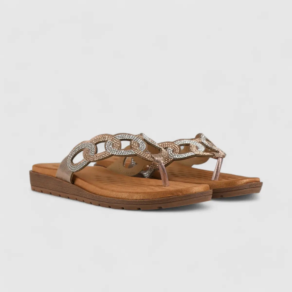 Bulbul Flat Bling Thong Sandal Beige HAR009