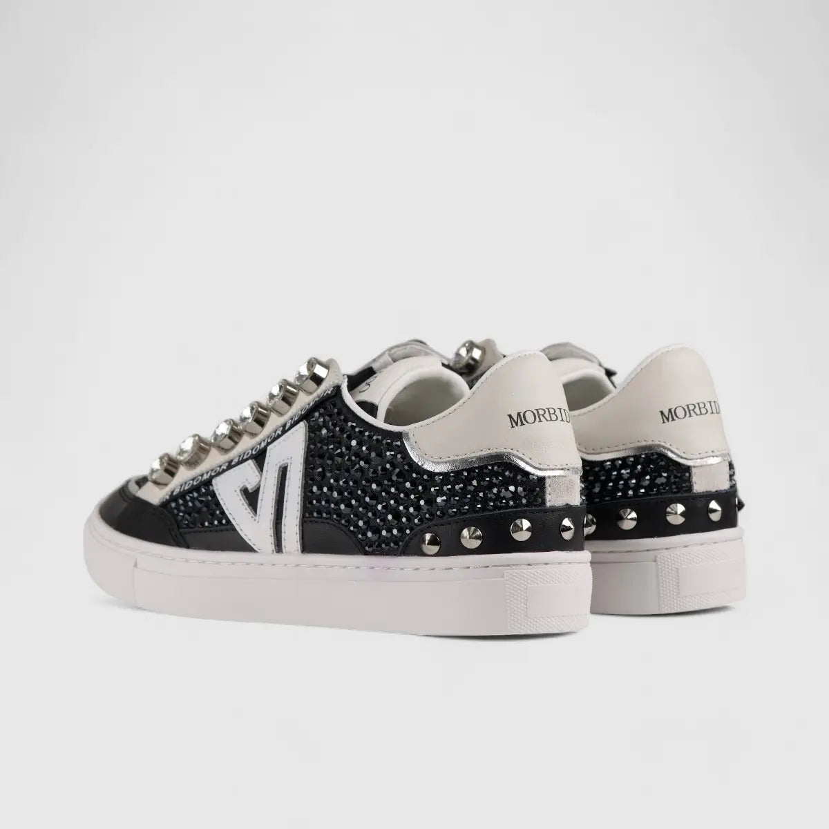 Morbido Ladies Leather Statement Sneakers Black BIL010