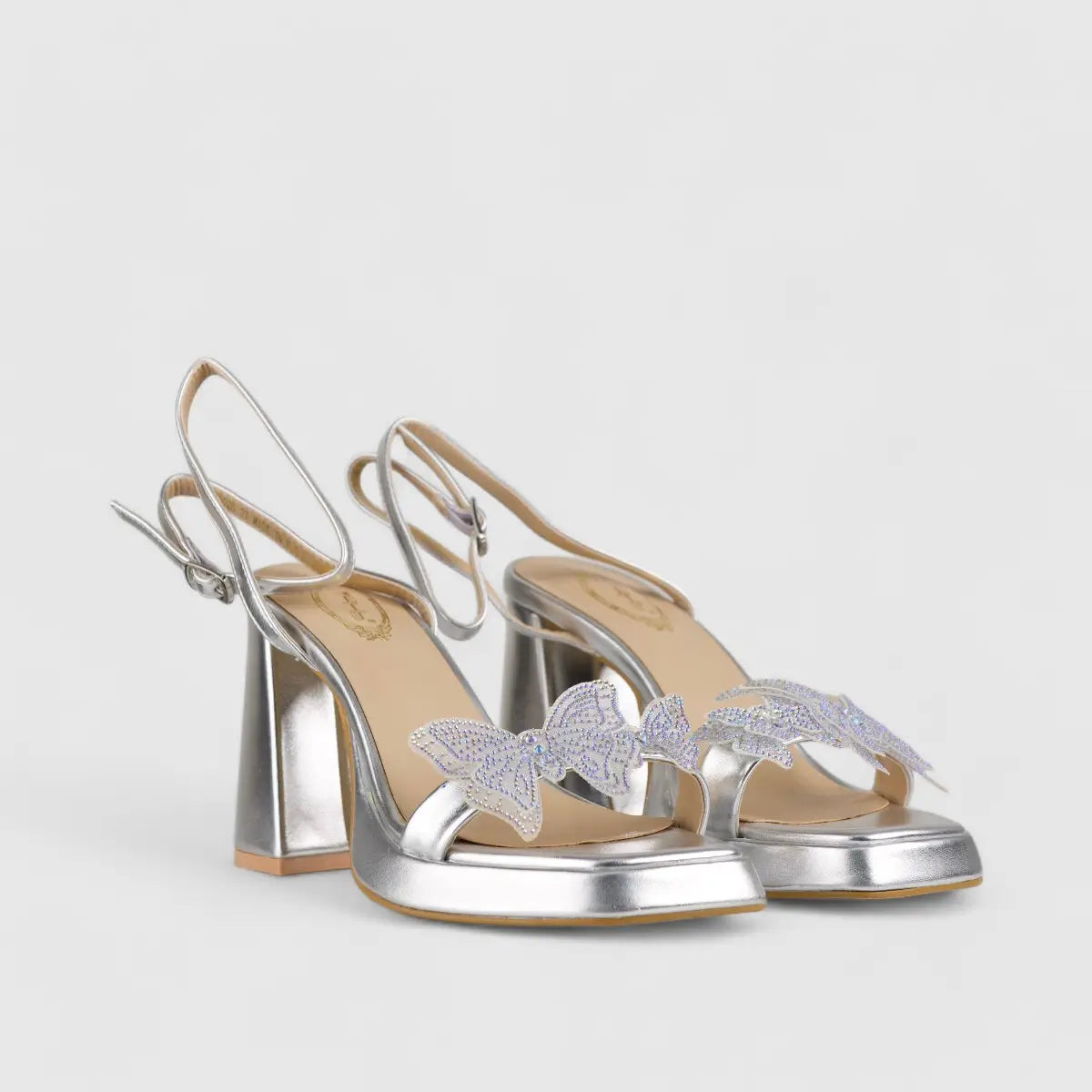 Bulbul Evening Block Heel Sandal Silver CAR5025