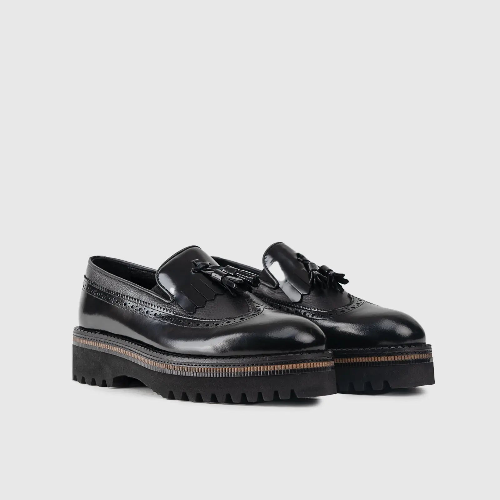 Chunky Sole Dress Loafers 66730 Black