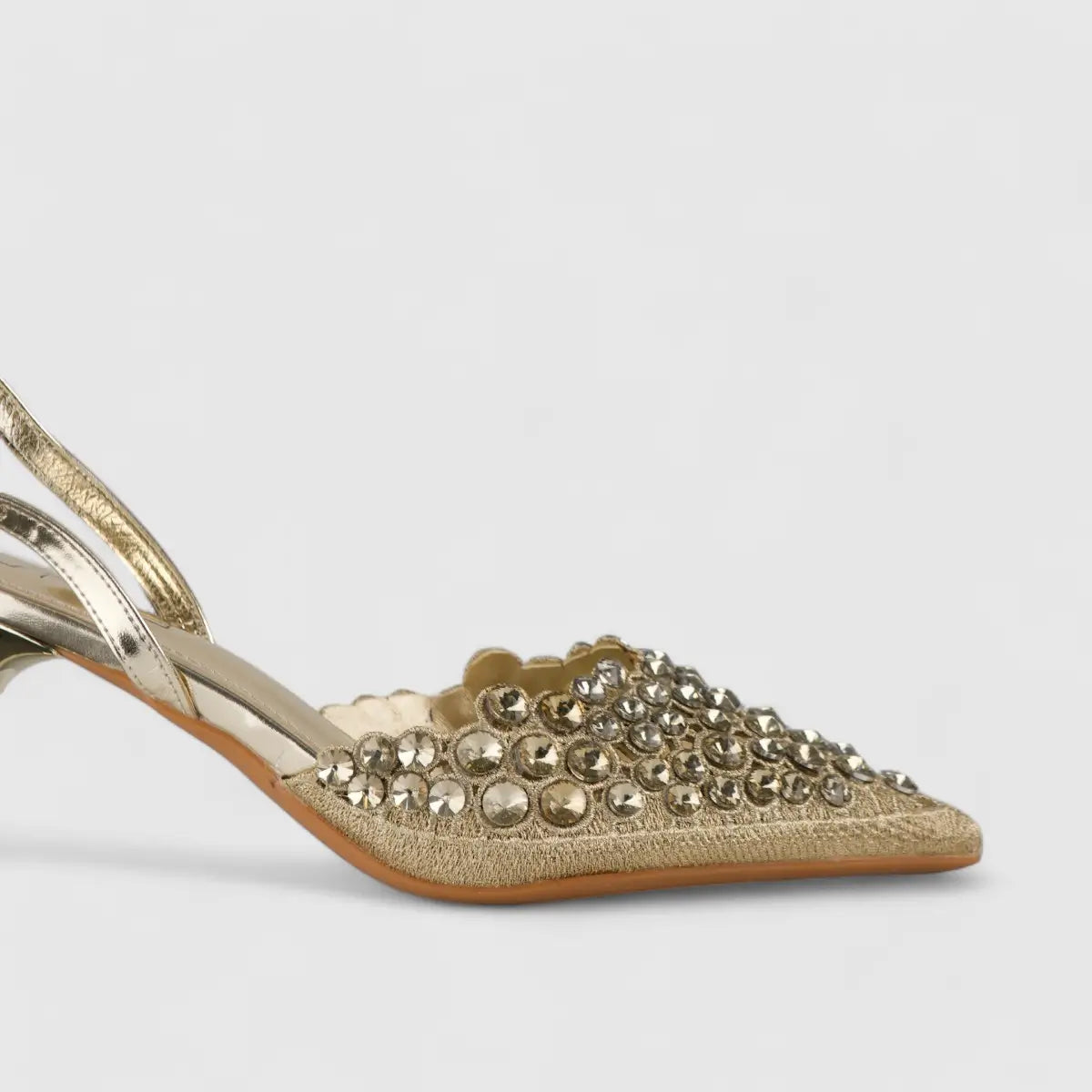 Bulbul Evening Slinback Short Heel Gold LI009