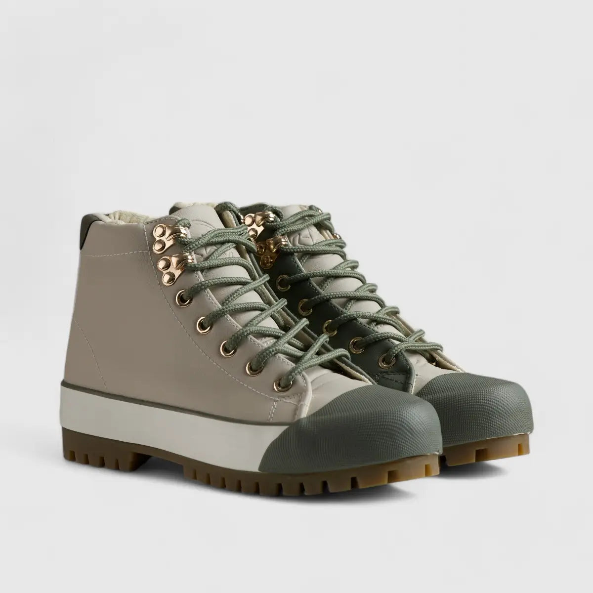 Caprio 2 Tone Statement Sneaker Boots Beige/Olive