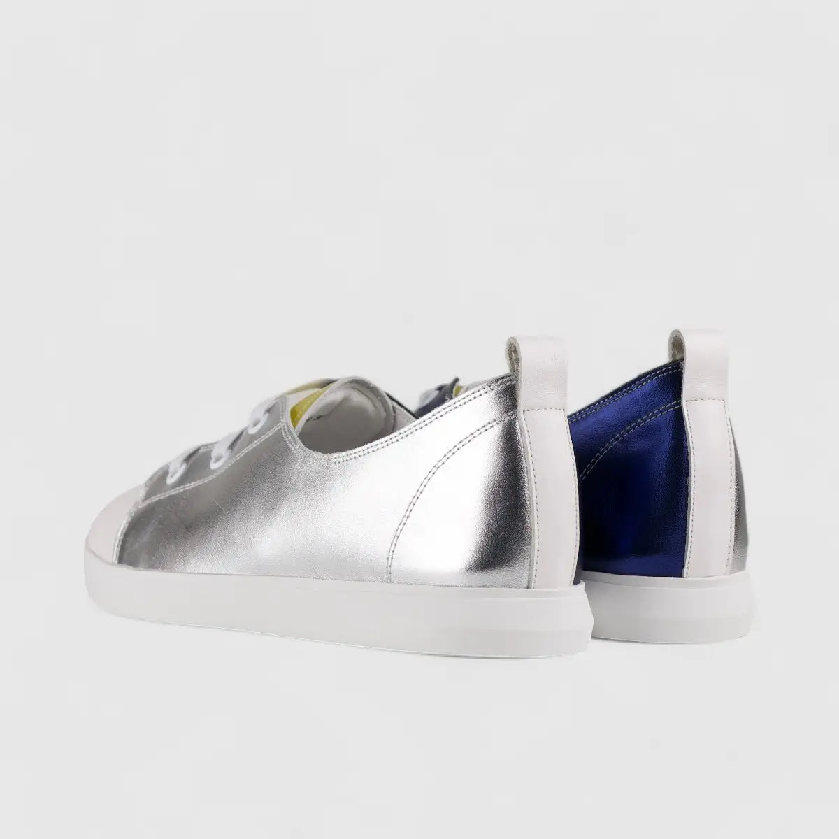 Morbido Ladies Leather Statement Sneakers Silver 1719-6