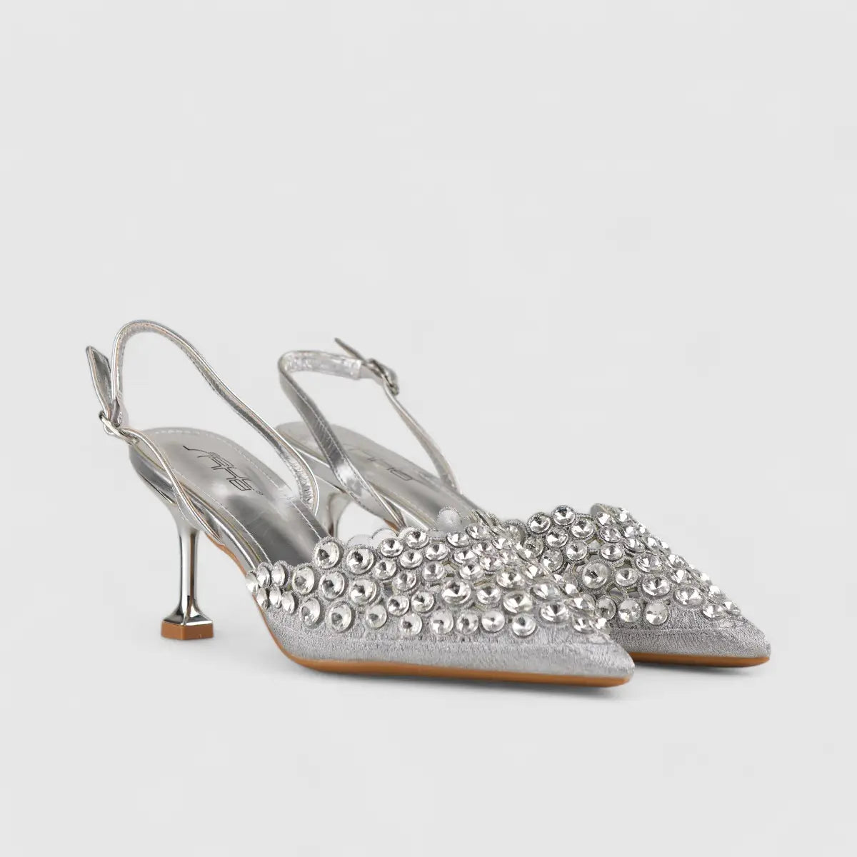 Bulbul Evening Slinback Short Heel Silver LI009