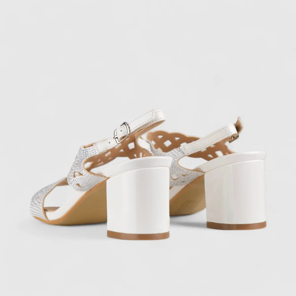 Bulbul Evening Block Heel Sandal White LU008