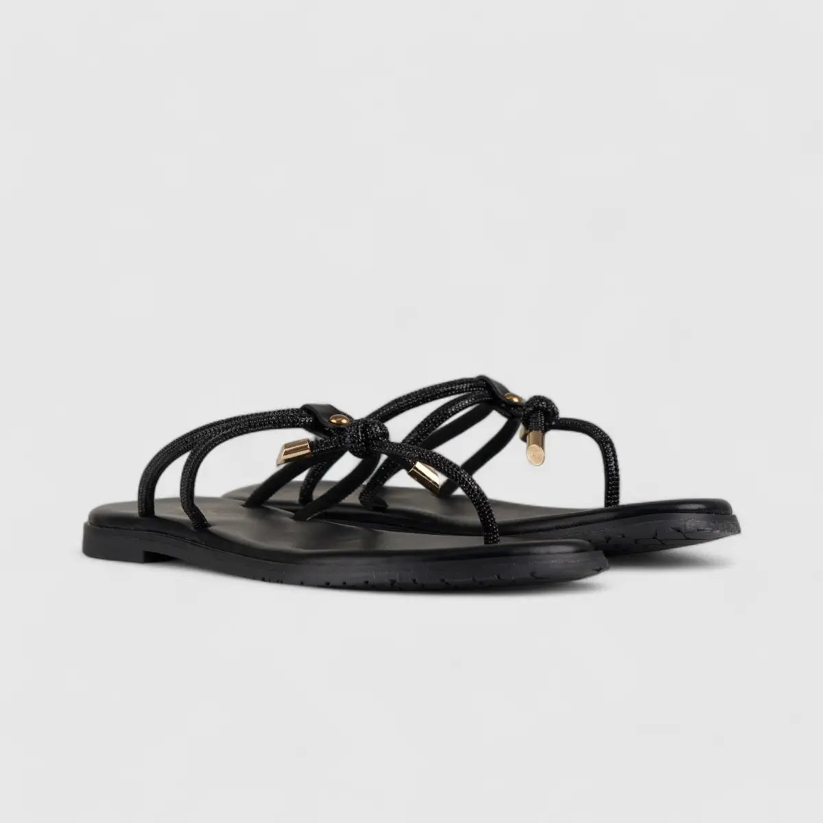 Bulbul Flat Bling Thong Sandal Black HAR015