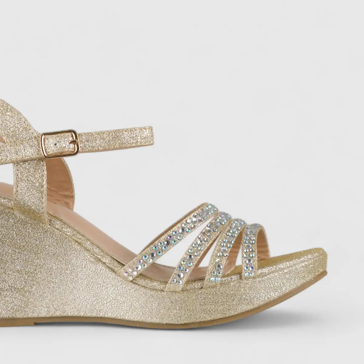 Bulbul Wedge Evening Sandal Gold LU006